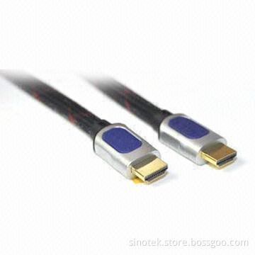 HDMI Cable Assembly with Gold-plated Contacts and Inner Rigid Overmold, Supports 1,080P Resolution
